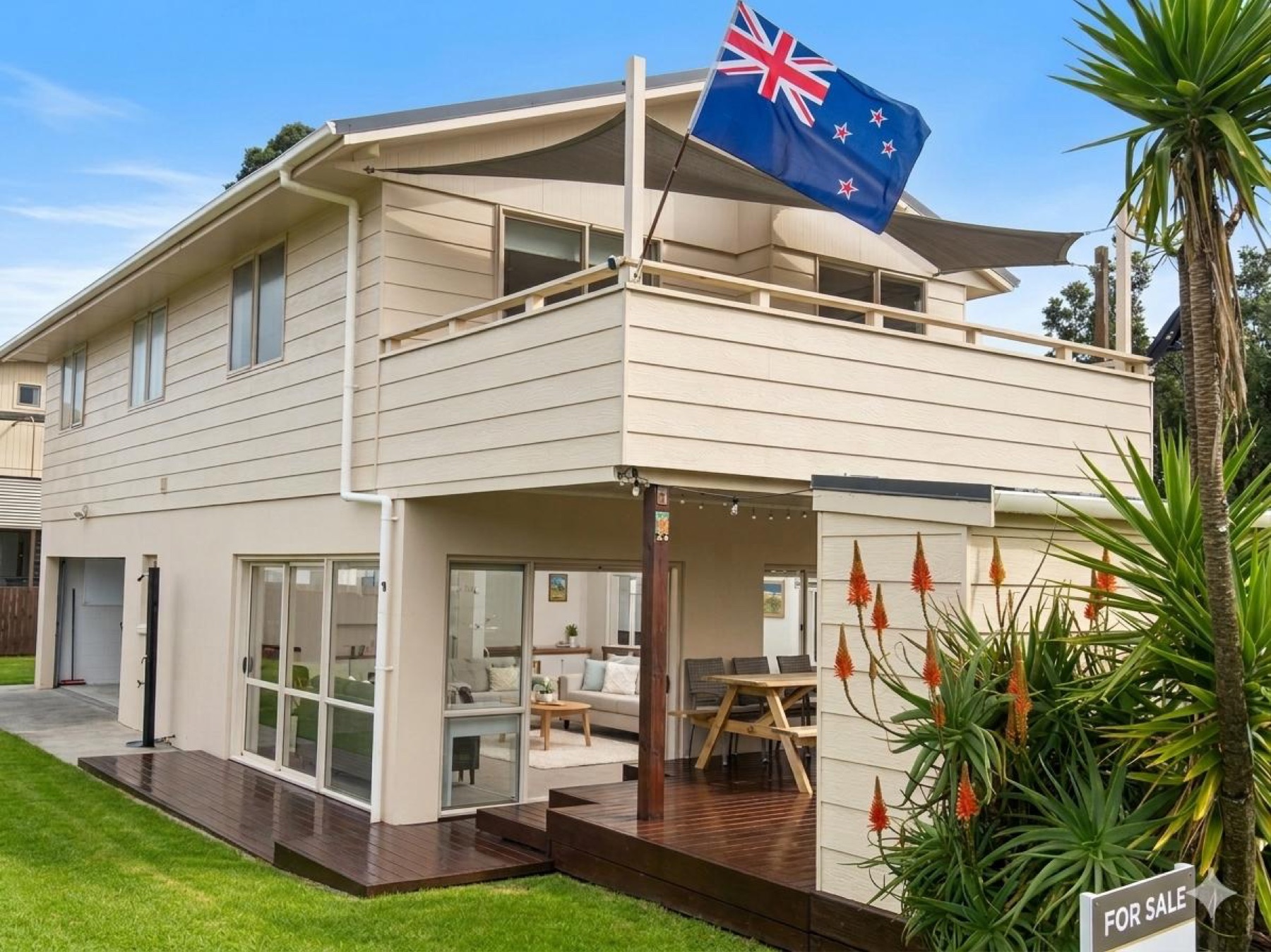 Exterior of the two-level beach house