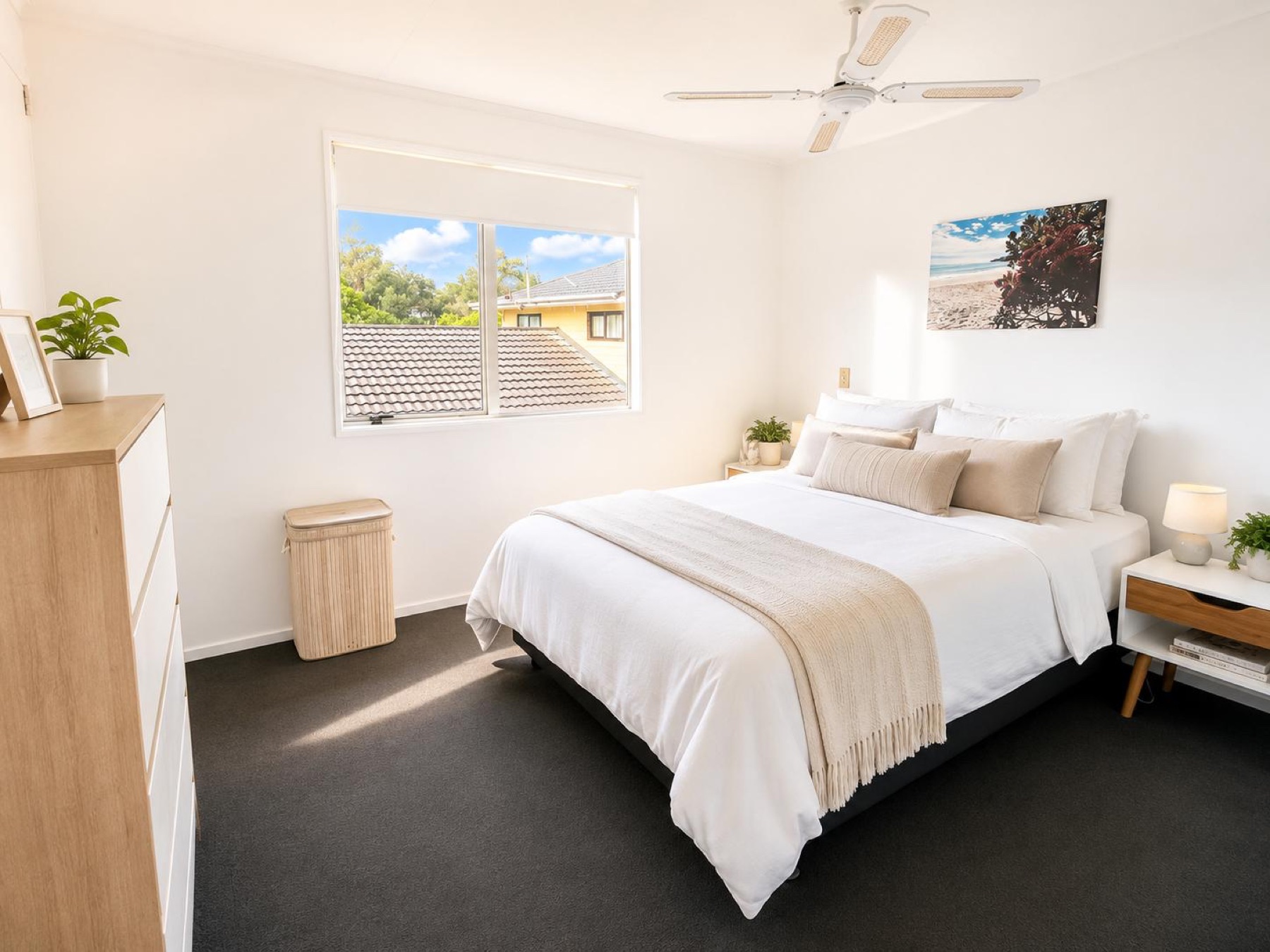 Bright queen bedroom
