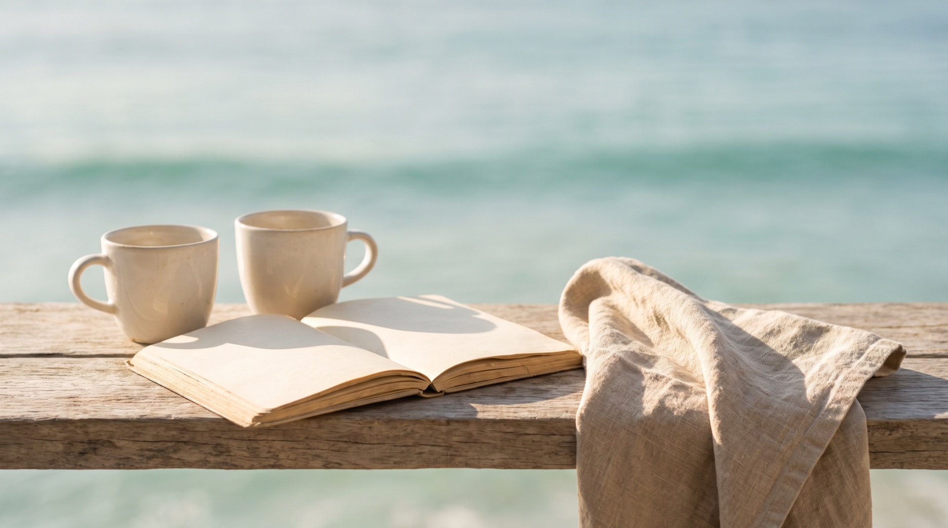 AI-created coastal coffee still life, not the property