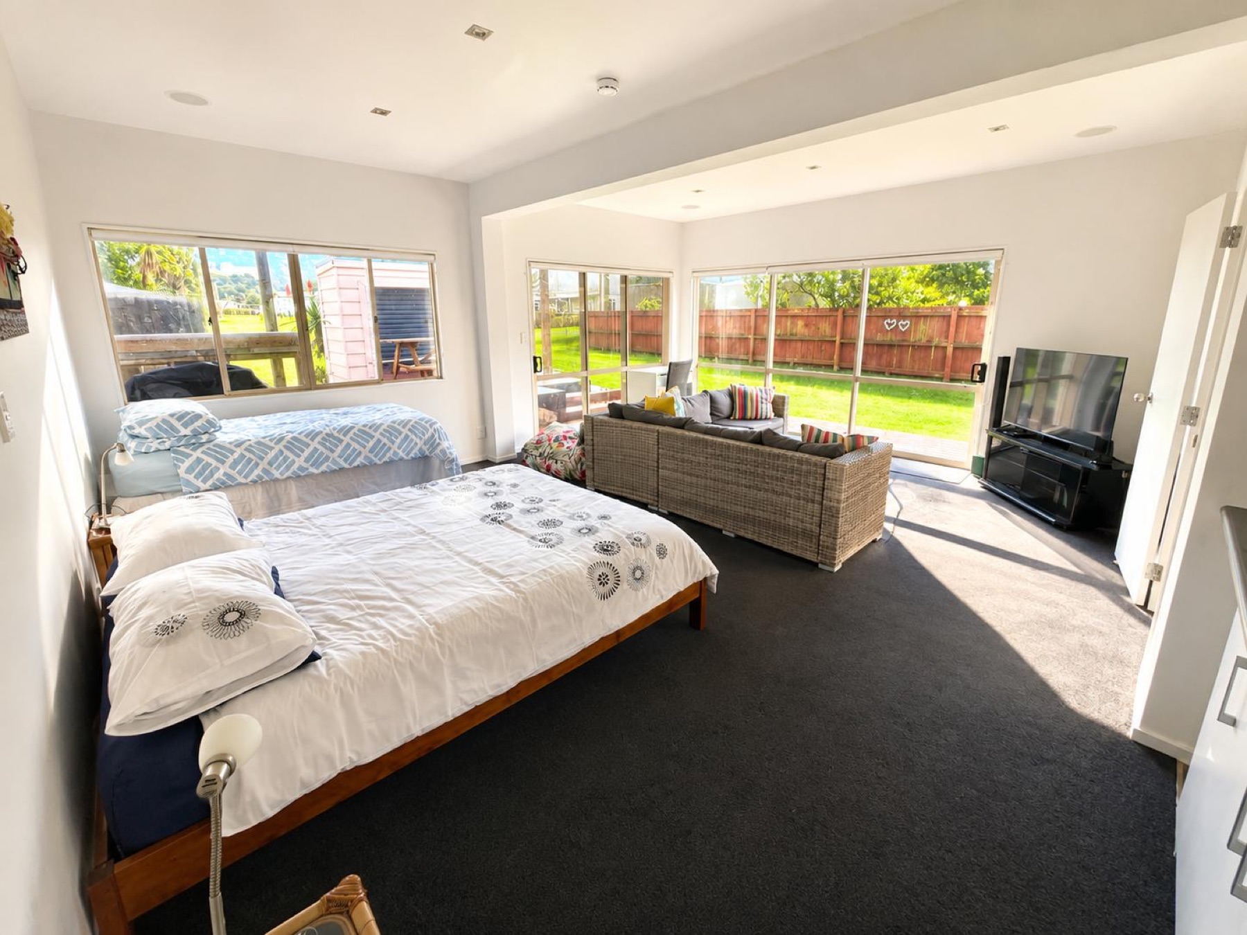 Queen and single sleeping areas on the ground floor
